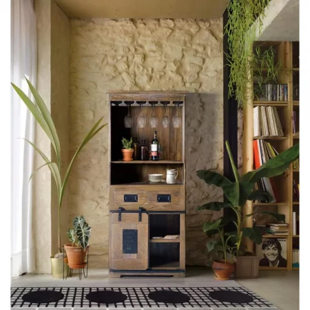 Mueble Bar Madera Mango Estilo Industrial Colección Júpiter 75x38x170 Cm - Giner y Colomer (6)