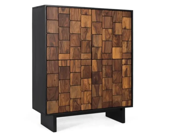 Mueble Bar Madera Mango Wengue y Nogal 108x40x129 Cm - Giner y Colomer (3)