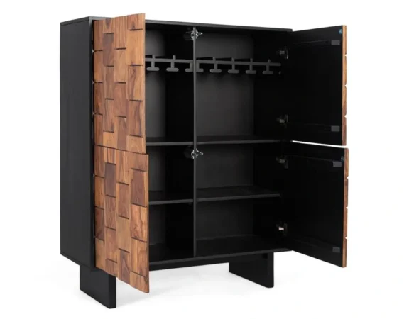 Mueble Bar Madera Mango Wengue y Nogal 108x40x129 Cm - Giner y Colomer (5)