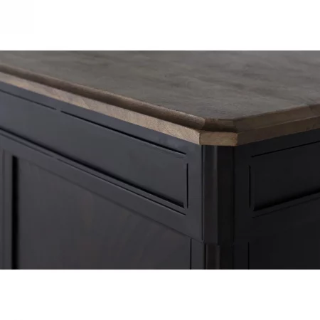 Mueble Bar Madera de Mango y Metal Negro 173x68x110 Cm - Giner y Colomer (4)