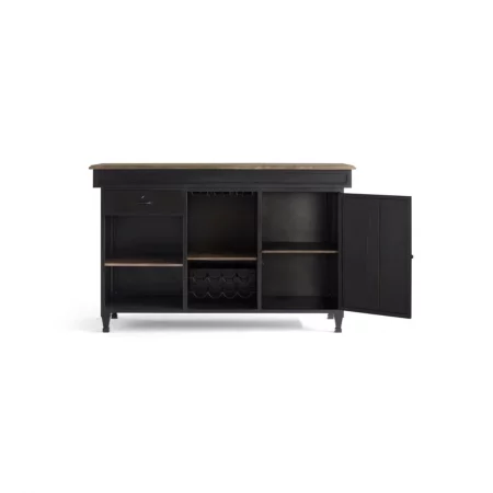 Mueble Bar Madera de Mango y Metal Negro 173x68x110 Cm - Giner y Colomer (5)