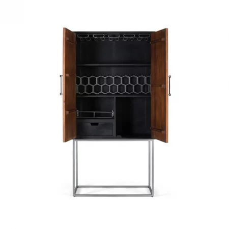 Mueble Bar de Madera Mango 2 Puertas con Patas de Metal - Giner y Colomer (2)