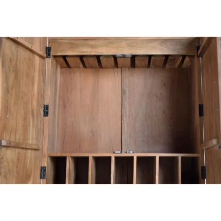 Mueble Botellero 2 Puertas Madera Acacia Maciza Detalles Tallados a Mano Colección Tropicana 100x40x160 Cm - Giner y Colomer (2)