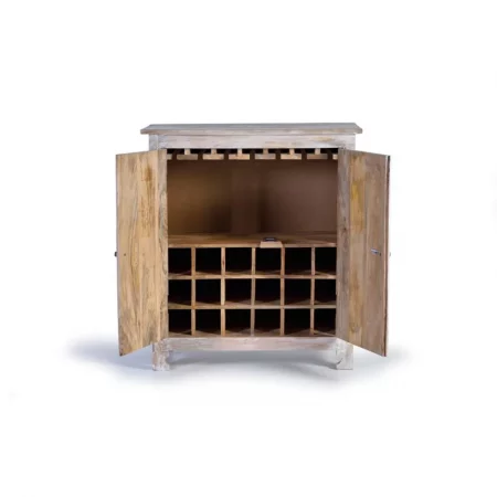 Mueble Botellero Madera Mango Decapado Natural Pintado a Mano 80x40x90 Cm - Giner y Colomer (3)