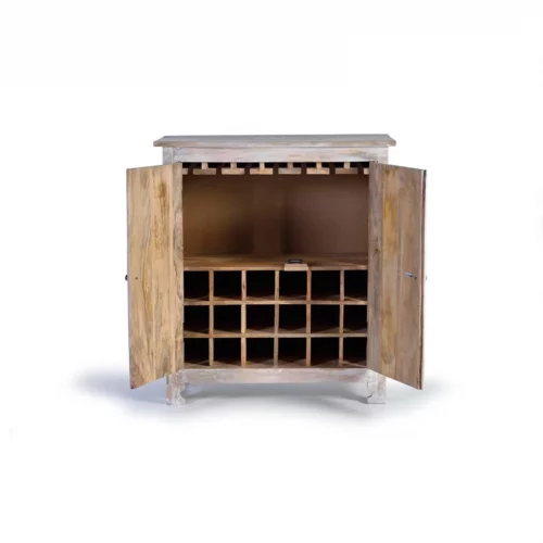 Mueble Botellero Madera Mango Decapado Natural Pintado a Mano 80x40x90 Cm - Giner y Colomer (3)
