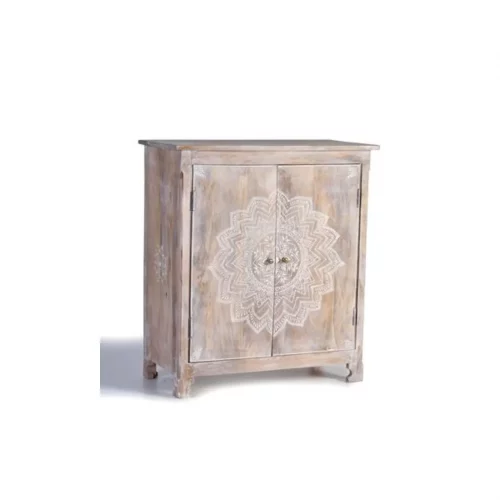 Mueble Botellero Madera Mango Decapado Natural Pintado a Mano 80x40x90 Cm - Giner y Colomer (7)