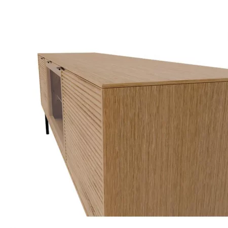 Mueble T.V Tulsa Chapa Roble 2 Puertas Madera + 1 Puerta Cristal Patas de Metal - Somcasa (7)