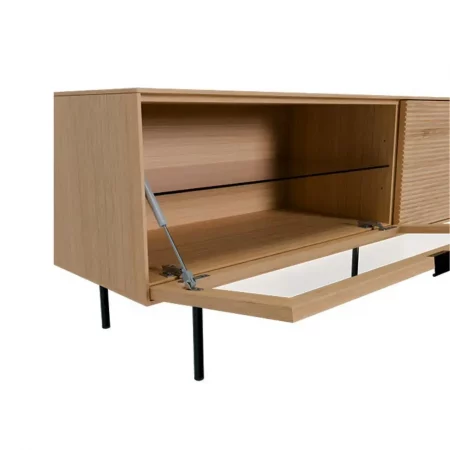 Mueble T.V Tulsa de Chapa Roble 2 Puertas de Madera + 1 Puerta Cristal y Patas Metal - SomCasa (4)