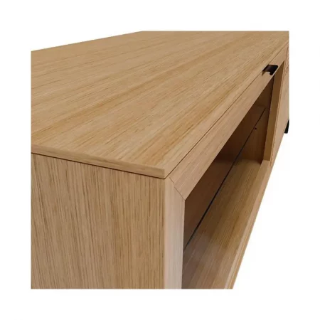 Mueble T.V Tulsa de Chapa Roble 2 Puertas de Madera + 1 Puerta Cristal y Patas Metal - SomCasa (5)