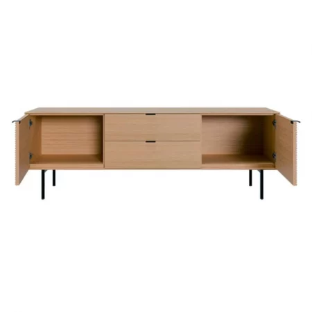 Mueble T.V. Chapa Roble 2 Puertas Madera + 2 Cajones Patas Metal Mod. TULSA 160x40x53 - Somcasa (3)