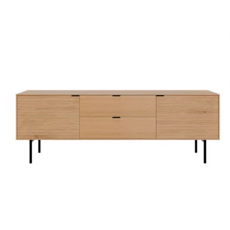 Mueble T.V. Chapa Roble 2 Puertas Madera + 2 Cajones Patas Metal Mod. TULSA 160x40x53 - Somcasa (4)
