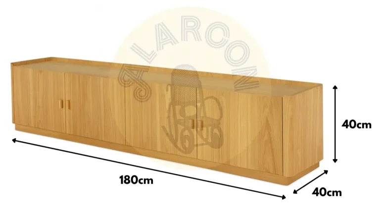 Mueble TV 4P Nereide Chapado Fresno Natural 180x40x40 Cm - Imori (3)