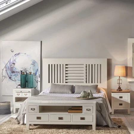 Mueble TV Blanco 3 Cajones + 1 Hueco Madera Mindi Colección Everest 125x40x50 Cm - Moycor (5)