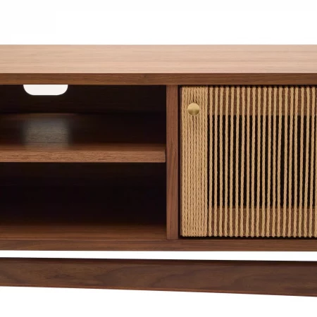 Mueble TV Elan 3 puertas chapa y madera maciza nogal cuerda 200 x 50 cm-5