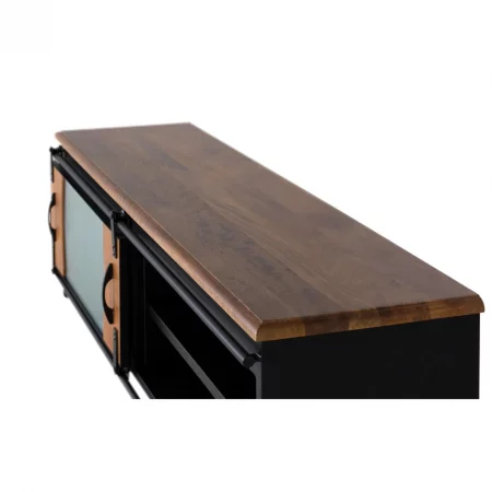 Mueble TV Estilo Industrial Puerta Corredera Colección Zanzíbar 160x40x50 Cm - Giner y Colomer (1)