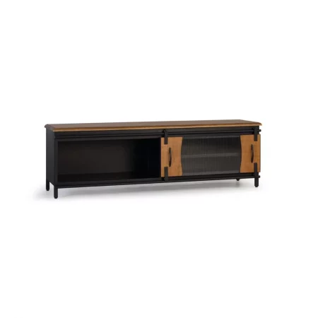 Mueble TV Estilo Industrial Puerta Corredera Colección Zanzíbar 160x40x50 Cm - Giner y Colomer (2)