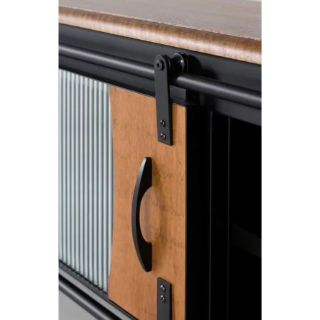 Mueble TV Estilo Industrial Puerta Corredera Colección Zanzíbar 160x40x50 Cm - Giner y Colomer (5)