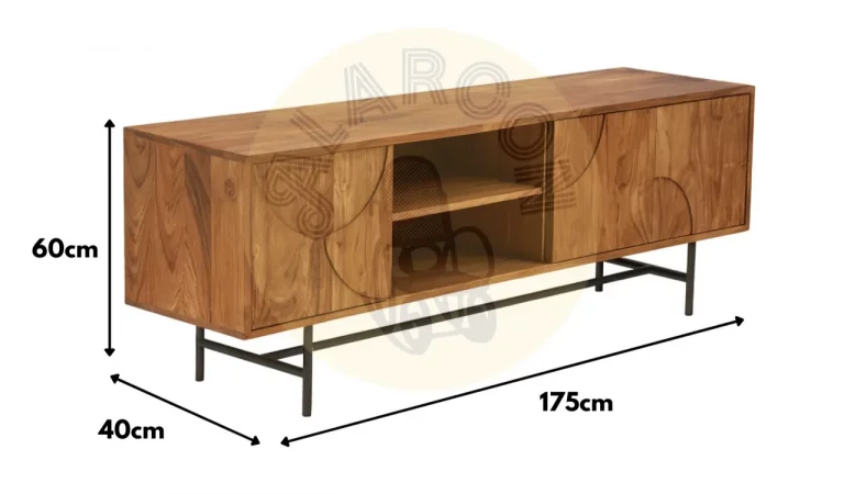 Mueble TV Jafari Madera de Acacia Metal 175x40x60 Cm - Imori (2)