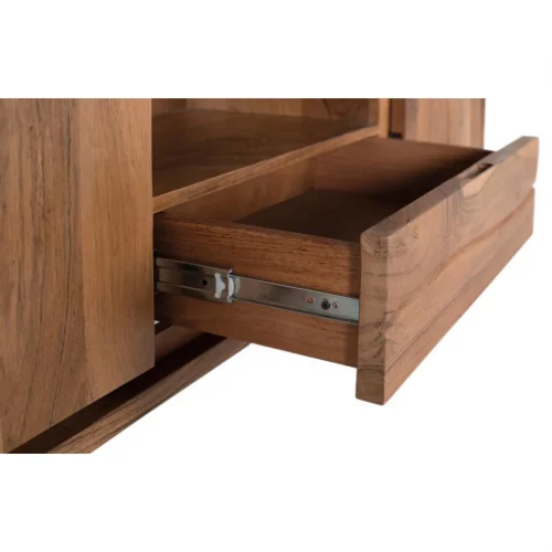 Mueble TV Madera Acacia Natural Patas Metálicas 4 Puertas + 1 Cajón Colección Contemporary 170x40x56 Cm - Giner y Colomer (7)