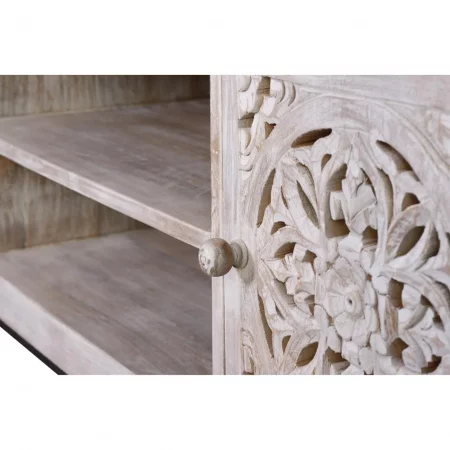 Mueble TV Madera Mango 2 Puerta + 1 Estante Base Metal Colección Mykonos 130x40x55 Cm - Giner y Colomer (4)