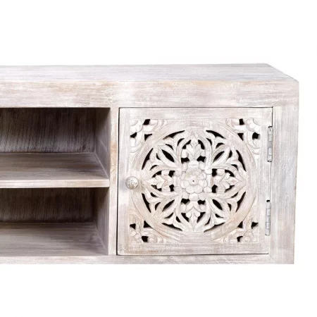 Mueble TV Madera Mango 2 Puerta + 1 Estante Base Metal Colección Mykonos 130x40x55 Cm - Giner y Colomer (6)