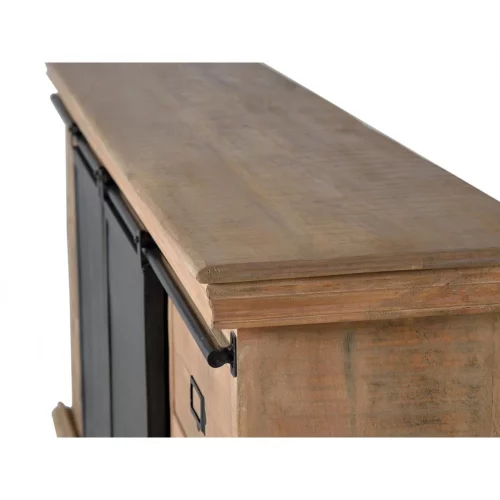 Mueble TV Madera Mango 4 Cajones + 2 Puertas Correderas Metal Colección Industrial 170x40x55 Cm - Giner y Colomer (5)