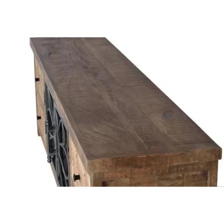Mueble TV Madera Mango 4 Cajones + 2 Puertas Cristal cMetal 170x40x55 Cm - Giner y Colomer (6)