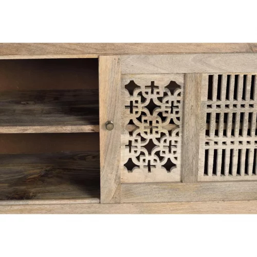 Mueble TV Madera Mango Natural Base Metal 2 Puertas + 1 Estante Colección Style 160x40x65 Cm - Giner y Colomer (6)
