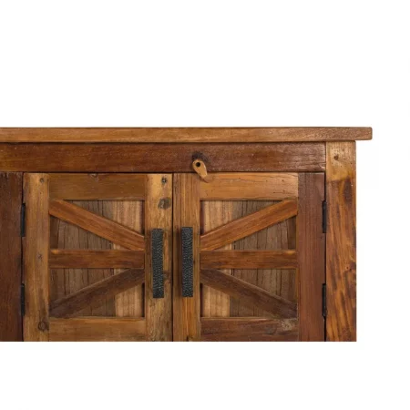 Mueble TV Madera Reciclada 4 Puertas Nogal 220x40x60 Cm - Giner y Colomer (1)