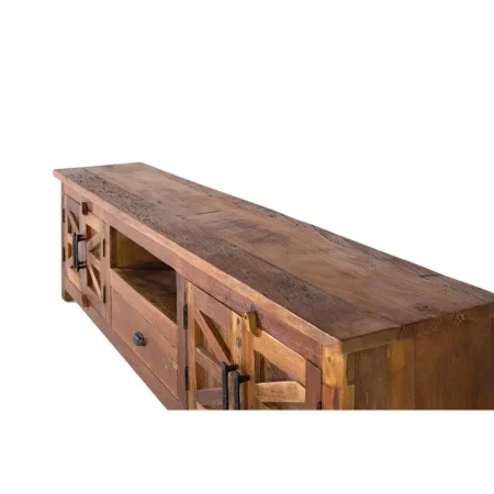 Mueble TV Madera Reciclada 4 Puertas Nogal 220x40x60 Cm - Giner y Colomer (6)