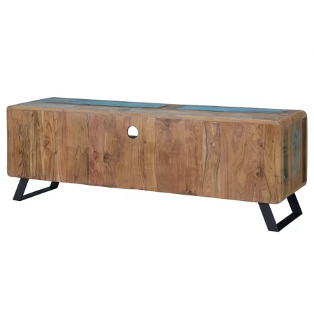 Mueble TV Madera Reciclada Multicolor Patas Metal 2 Puertas + 2 Cajones 160x40x54 - Giner y Colomer (5)