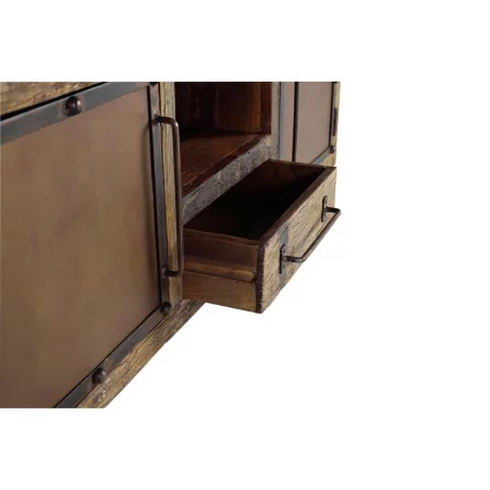 Mueble TV Madera Traviesa Ferrocarril Reciclada 2 Puertas + 1 Cajón Colección Sunderland 150x40x60 Cm - Giner y Colomer (6)