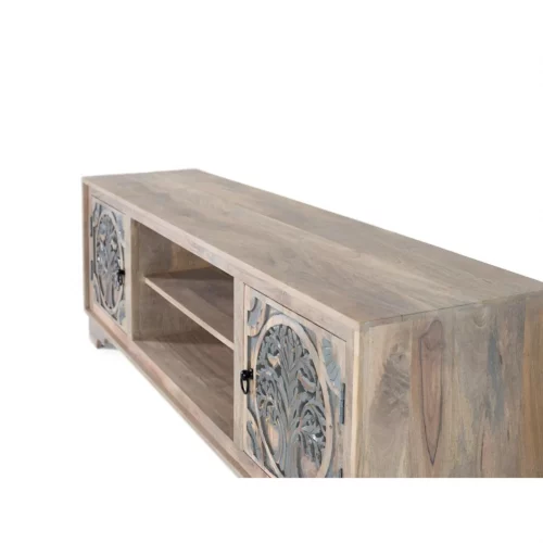 Mueble TV Madera de Mango Color Natural 180x40x55 Cm - Giner y Colomer (1)