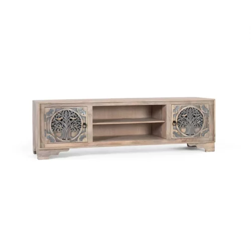 Mueble TV Madera de Mango Color Natural 180x40x55 Cm - Giner y Colomer (2)