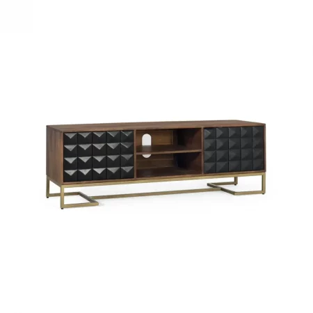 Mueble TV Madera de Mango MarrónNegro 150x40x51 Cm - Giner y Colomer (7)