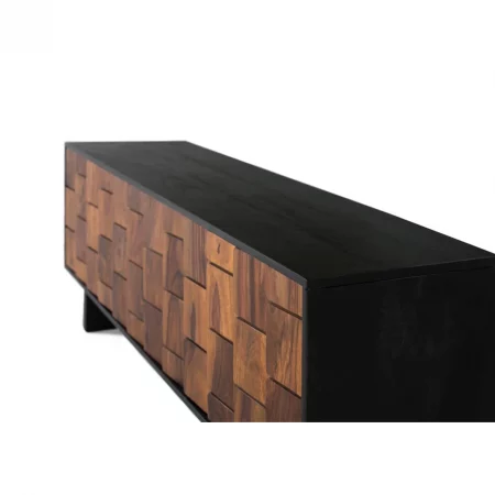 Mueble TV Madera de Mango MarronNegro 160x40x60 Cm - Giner y Colomer (3)