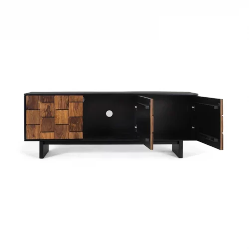 Mueble TV Madera de Mango MarronNegro 160x40x60 Cm - Giner y Colomer (4)