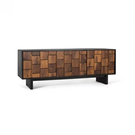 Mueble TV Madera de Mango MarronNegro 160x40x60 Cm - Giner y Colomer (6)