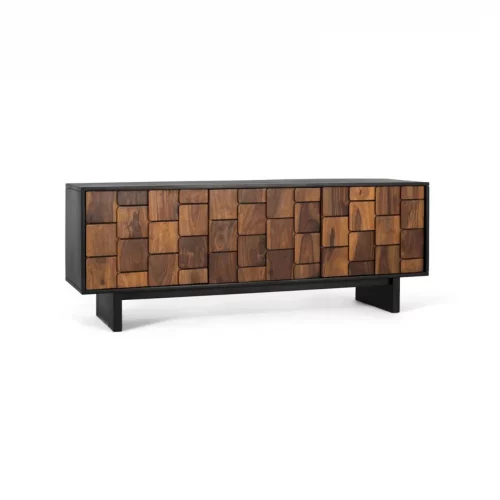 Mueble TV Madera de Mango MarronNegro 160x40x60 Cm - Giner y Colomer (6)