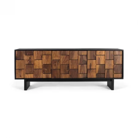 Mueble TV Madera de Mango MarronNegro 160x40x60 Cm - Giner y Colomer (7)