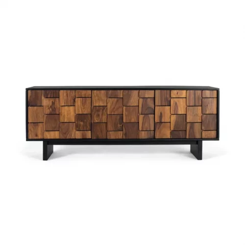 Mueble TV Madera de Mango MarronNegro 160x40x60 Cm - Giner y Colomer (7)