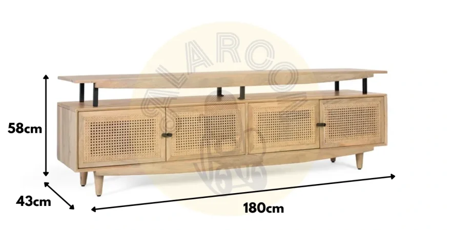 Mueble TV Madera de Mango Natural 180x43x58 Cm - Giner y Colomer (1)