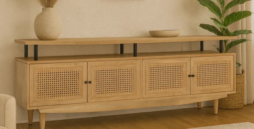 Mueble TV Madera de Mango Natural 180x43x58 Cm - Giner y Colomer (2)
