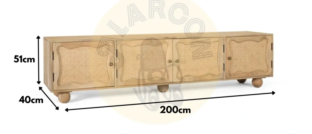 Mueble TV Madera de Mango Natural 200x40x51 Cm - Giner y Colomer (1)