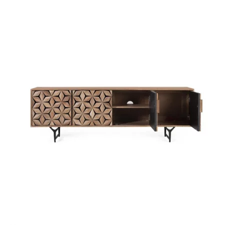 Mueble TV Madera de Mango NaturalNegro 177x40x58 Cm - Giner y Colomer (4)