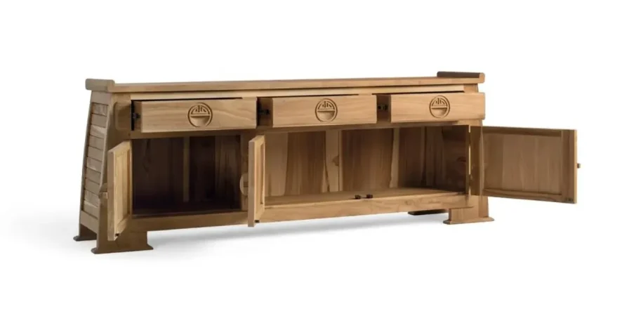 Mueble TV Madera de Teca Maciza Natural 170x35x62 Cm - Giner y Colomer (6)