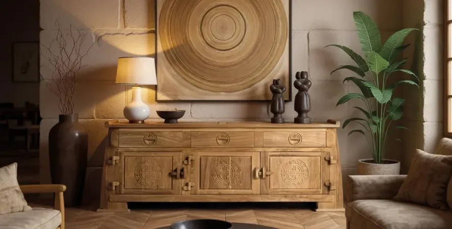 Mueble TV Madera de Teca Maciza Natural 170x35x62 Cm - Giner y Colomer (7)