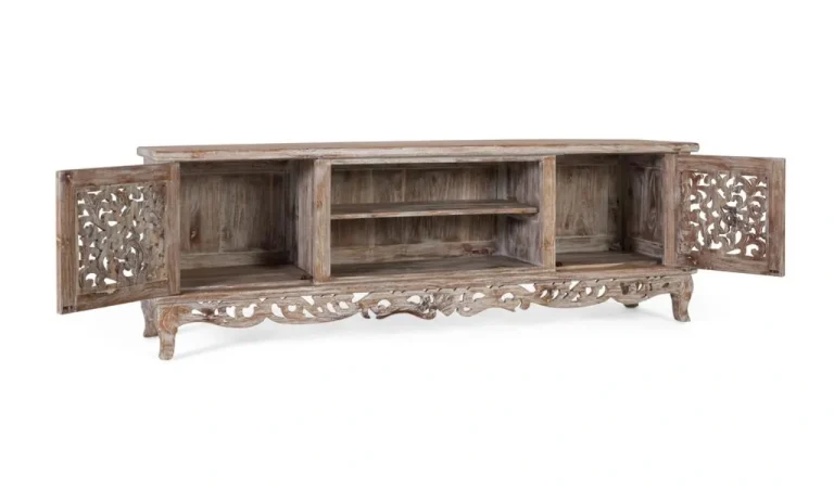 Mueble TV Madera de Teca Natural 190x42x64 Cm - Giner y Colomer (5)