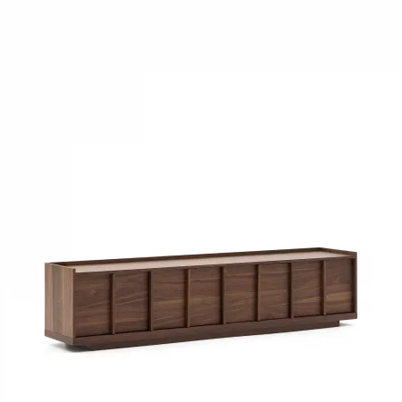 Mueble TV Onix de chapa de nogal con acabado oscuro 200 x 45 cm-2