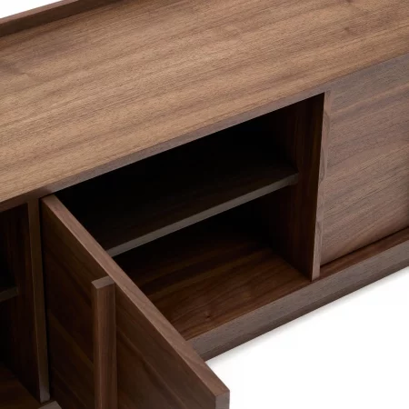 Mueble TV Onix de chapa de nogal con acabado oscuro 200 x 45 cm-4